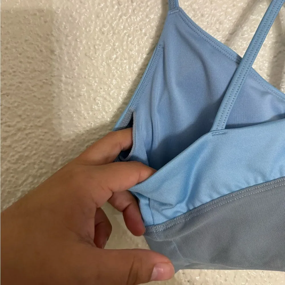 ALO YOGA | BLUE SKIES Lavish Longline Scoop-Neck Bralette SPORTS BRA SIZE SMALL